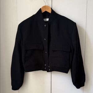 Zara Classic Black Bomber Jacket